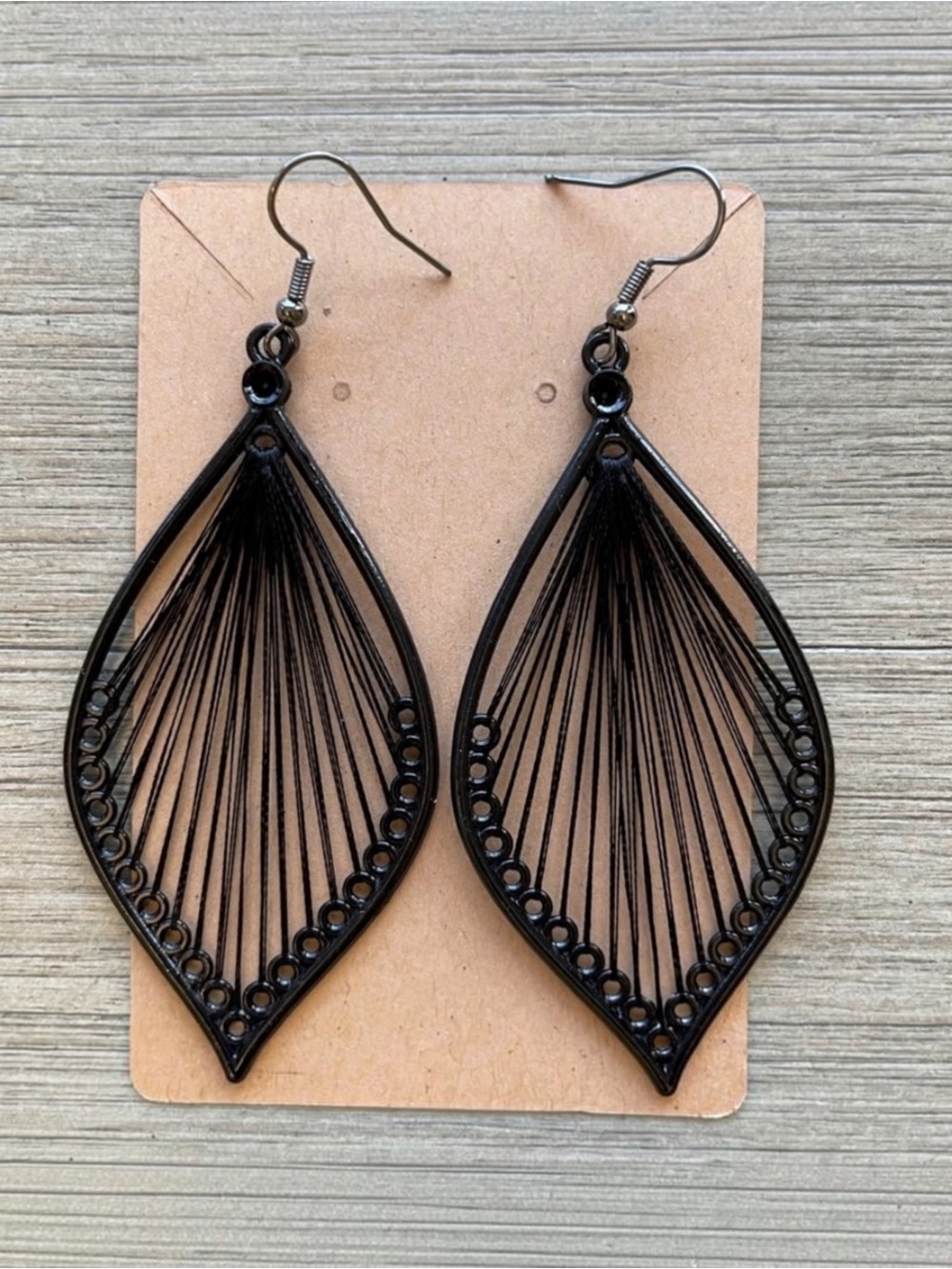 NEW Boho Woven Black Drop Earrings